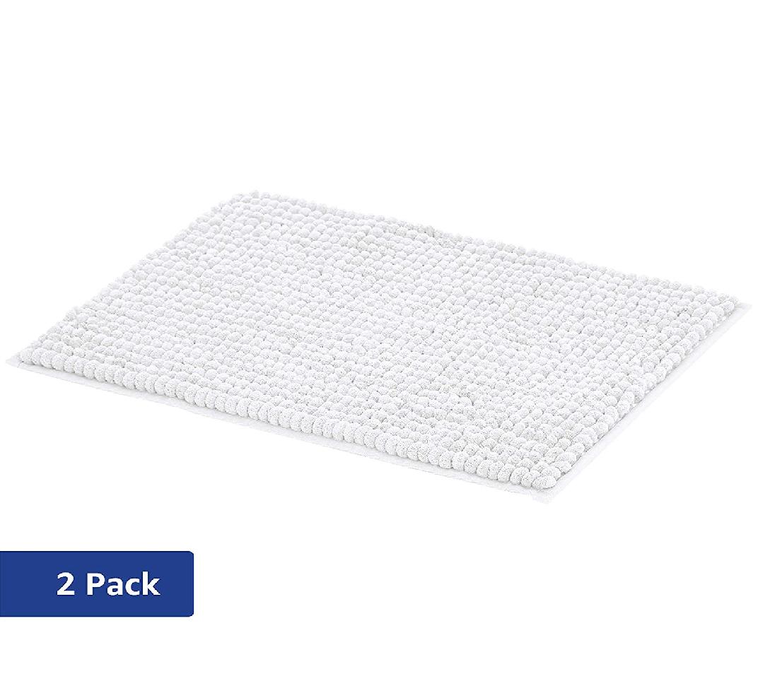 AmazonBasics AZBTEX180726* พรมเช็ดเท้า Chenille Loop Bath Mat White 2pk.