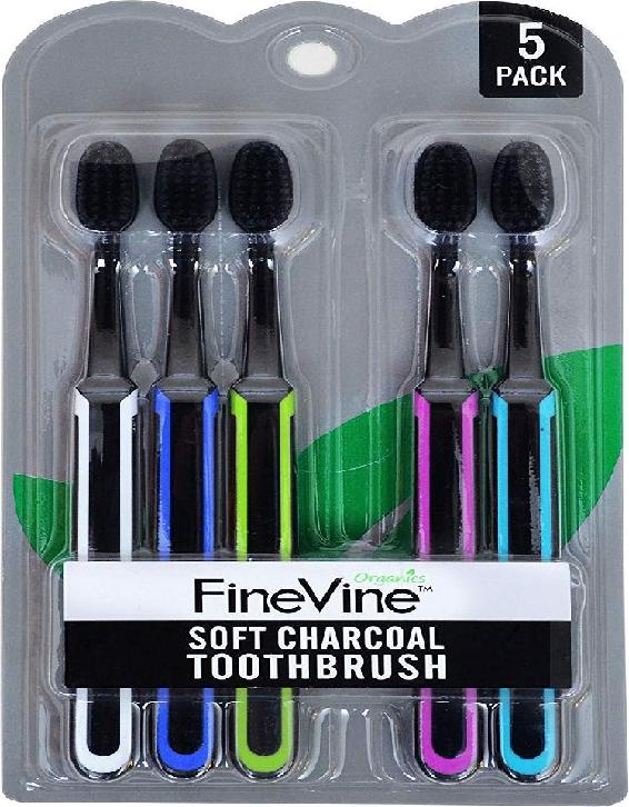 FineVine : FNV08307* แปรงสีฟัน Charcoal Toothbrush 5pcs.