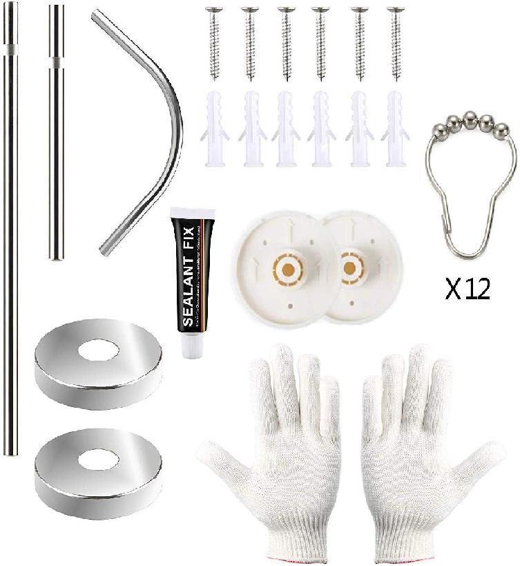 Quany Life QNLAMZ001 ราวแขวนม่าน Stretchable Corner Shower Curtain