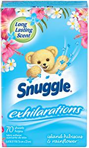 Snuggle : SGLIHR-70* แผ่นหอมปรับผ้านุ่ม Exhilarations Fabric Conditioner Dryer Sheets Island Hibiscu