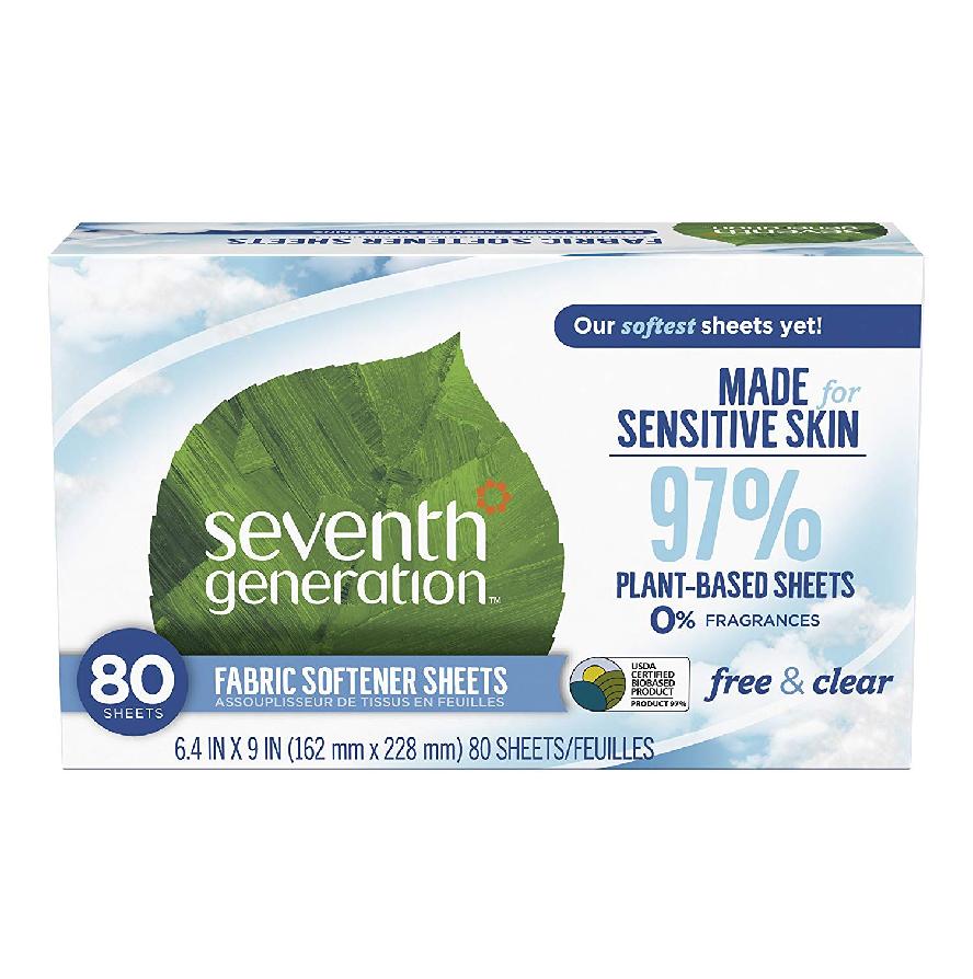 Seventh Generation : SVG22787* แผ่นปรับผ้านุ่ม Fabric Softener Sheets Free  Clear 80 Count