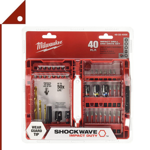 MILWAUKEE'S : MWK48-32-4006* ชุดไขควงและดอกสว่าน Electric Tool Shockwave Bit Set, 40 piece