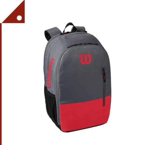 Wilson : WLSWR8009904001* กระเป๋าเก็บไม้เทนนิส สะพายหลัง Team Tennis Racquet Backpack, Red/Gray