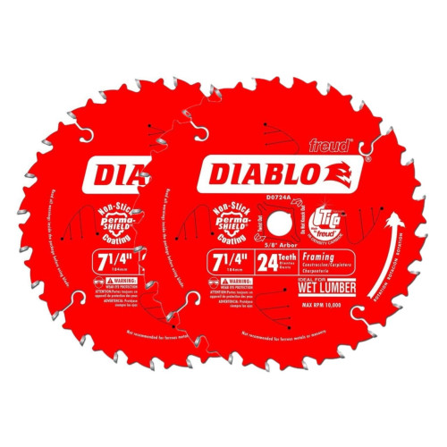 Diablo Carbide : DBOD0724VPX* ใบเลื่อยวงเดือน Framing Saw Blade 7-1/4-Inch.,2-pcs.