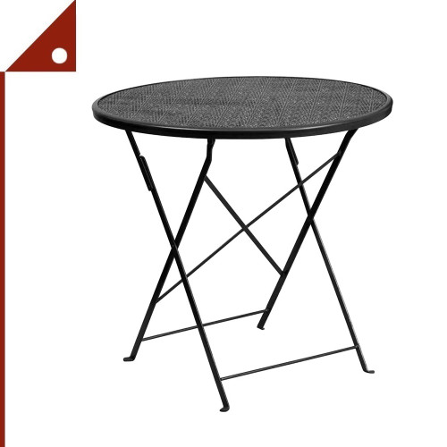 Flash Furniture : FLFCO-4-BK-GG* โต๊ะ Round Black Indoor-Outdoor Steel Folding Patio Table