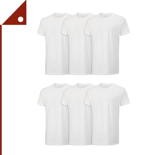 Fruit of the Loom : FOLMTSW-S* เสื้อยืดคอกลม Men's Stay Tucked Crew T-Shirt White 6-pk, Small