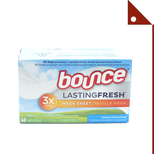 Bounce : BOULFM-60* แผ่นอบผ้า Lasting Fresh Mega Fabric Softener Dryer Sheets 60 Count