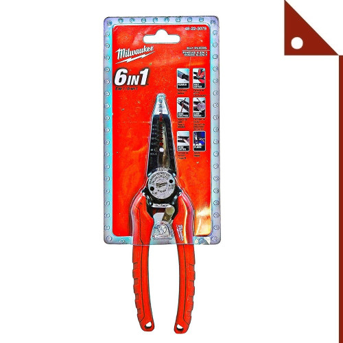 Milwaukee : MWK48-22-3079* คีมตัดและถอดสายไฟ 6 IN 1 Combination Wire Stripping and Reaming Pliers