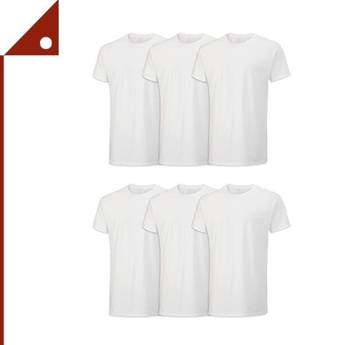 Fruit of the Loom : FOLMTSW-M* เสื้อยืดคอกลม Men's Stay Tucked Crew T-Shirt White 6-pk, Medium