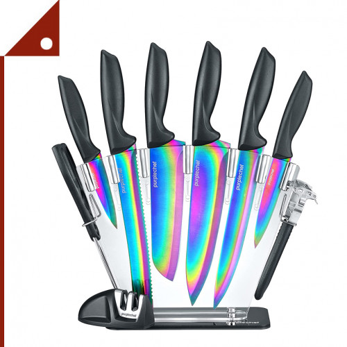 PurpleChef : PPCRNB-10* ชุดมีดทำครัว Rainbow Titanium Coated Kitchen Knives Set, 10 Pieces