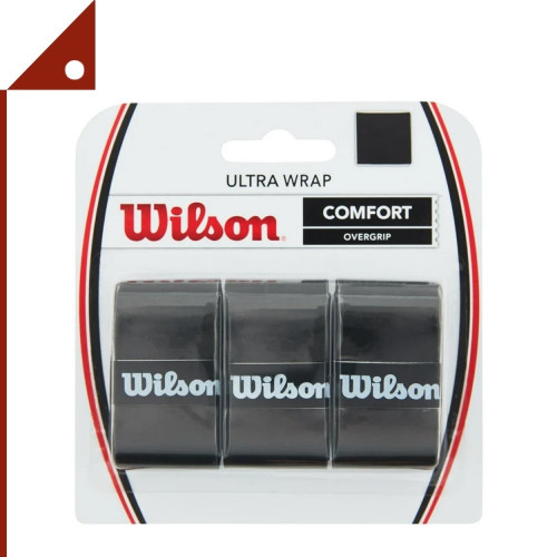 Wilson : WLSWRZ471818* เทปพันด้ามไม้เทนนิส Ultra Wrap Tennis Racket Overgrip Wrap 3pk, Black
