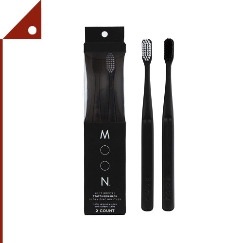 MOON  : MOOAMZ001* แปรงสีฟัน Toothbrushes Soft Bristle, White and Black, 2-pk.