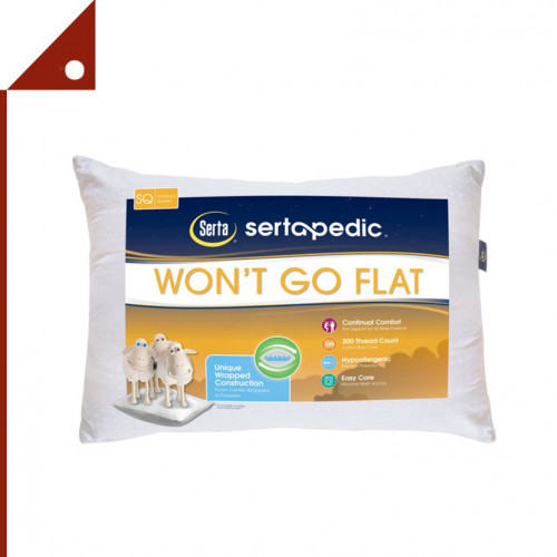 Sertapedic : STA1627231* หมอน Won't Go Flat Bed Pillow, Standard/Queen, White