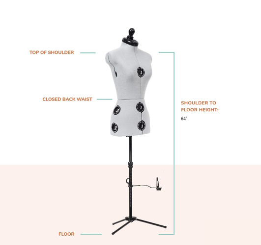 Dritz DTZ20030* หุ่นตัดเสื้อ TwinFit Adjustable TriPod Stand Petite Dress Form, Silver Gray
