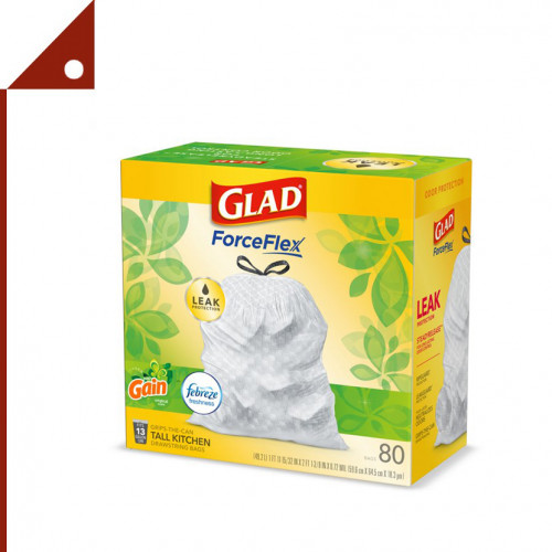 Glad : GLD78750* ถุงขยะ ForceFlex Tall Kitchen Trash Bags, 13 Gallon 80 Bags