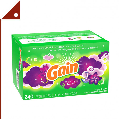 Gain : GANMLB-240* แผ่นปรับผ้านุ่ม แผ่นอบผ้า Fabric Softener Dryer Sheets, Moonlight Breeze, 240 She