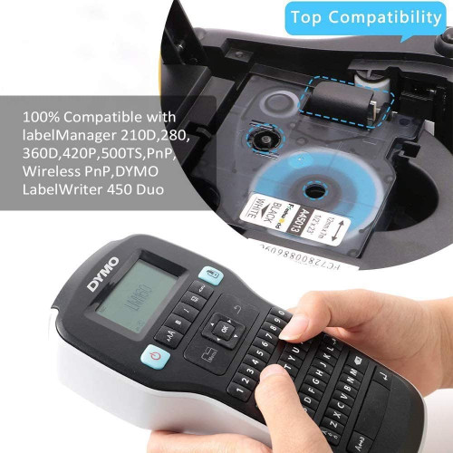 Freshworld : FHWA53713* เทปพิมพ์อักษร Compatible Labeling Tape 1pk. (1 Inch. Black on White) 1