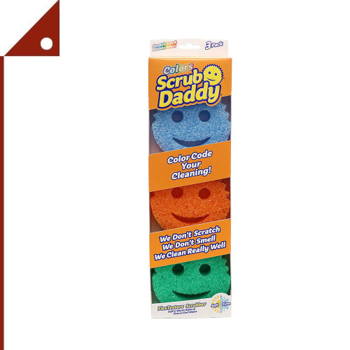 Scrub Daddy : SCDSDC3CTX12* ฟองน้ำทำความสะอาด Color Sponge 3 Count