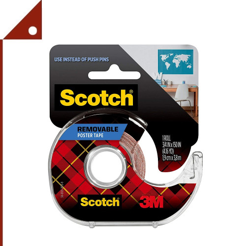 3M : 3M109* เทปกาวสองหน้า Scotch Removable Poster Tape, Clear 3/4 x 150 inch