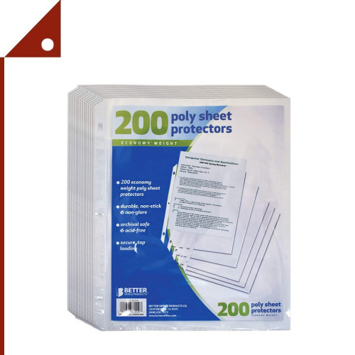 Better Office Products : BTR81550* ซองพลาสติกใสใส่เอกสาร Sheet Protectors 200pk.