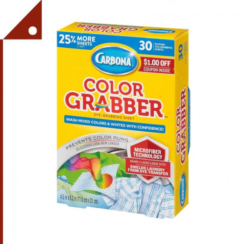 Carbona : CBN30S* : แผ่นซับสีตกสำหรับซักผ้า Color Grabber With Microfiber In-Wash Sheets, 30 Count