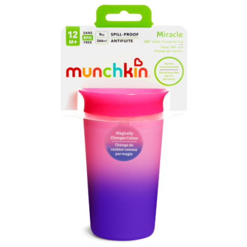Munchkin : MNK44123* แก้วหัดดื่มสำหรับเด็ก 9oz Miracle Color Changing Sippy Cup 1pk.