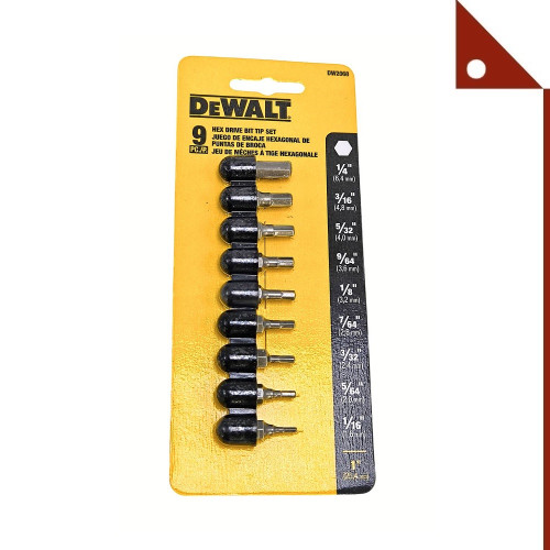 DEWALT : DWTDW2068* ชุดดอกไขควงหกเหลี่ยม Hex Bit Set, 9 Piece