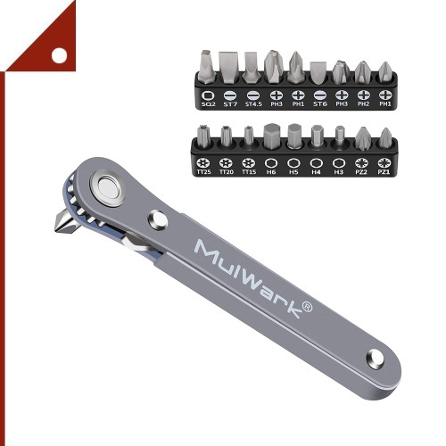 MulWark : MLK53759* ชุดไขควง Ultra Low Profile Mini Ratchet Wrench Screwdriver Set, 20 piece