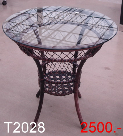 T2028 โต๊ะกระจกหวาย