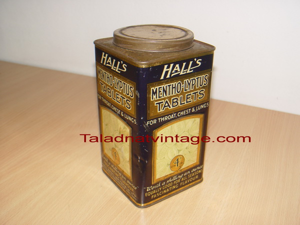 กระป๋องฮอลล์ รุ่นหายากอายุ67ปี Halls Mentho-lyptus Vintage สภาพสวยมาก