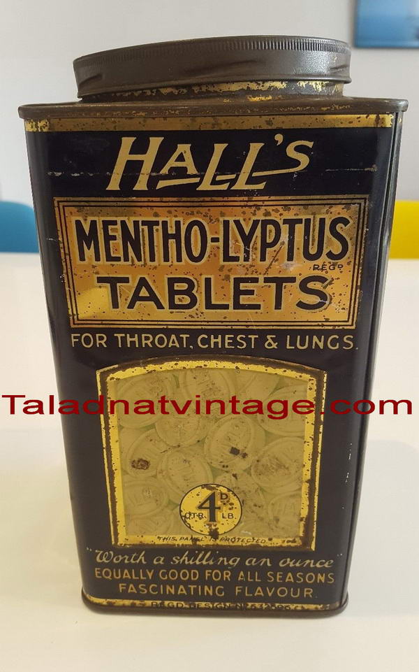 กระป๋องฮอลล์ รุ่นหายากอายุ67ปี Halls Mentho-lyptus Vintage สภาพสวยมาก 6