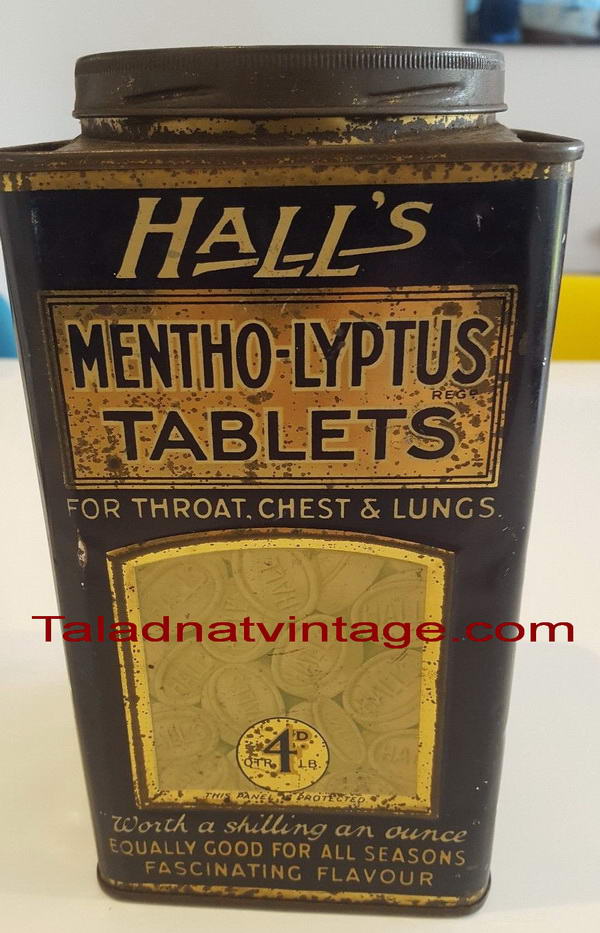 กระป๋องฮอลล์ รุ่นหายากอายุ67ปี Halls Mentho-lyptus Vintage สภาพสวยมาก 7