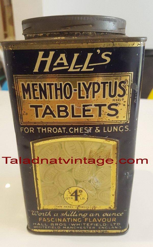 กระป๋องฮอลล์ รุ่นหายากอายุ67ปี Halls Mentho-lyptus Vintage สภาพสวยมาก 8