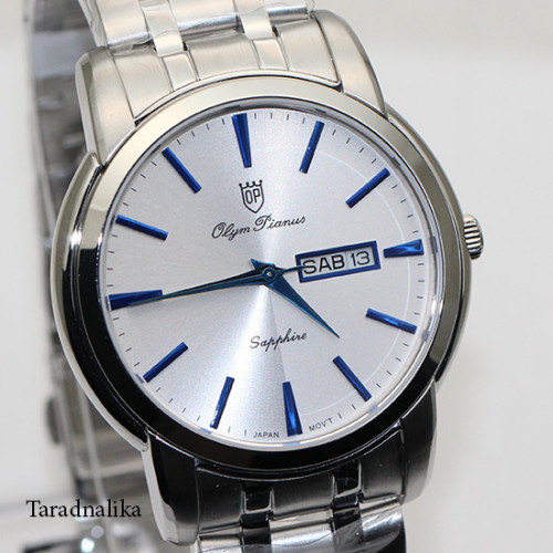 นาฬิกา Olym pianus Gent sapphire quartz 5688M-616 ตัวเรือนเงิน หน้าปัดขาว 1