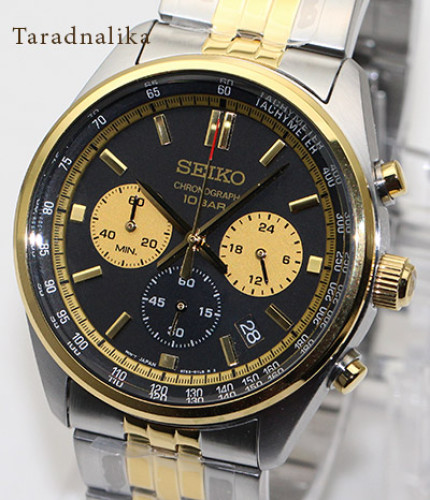 นาฬิกา SEIKO Quartz Watch Chronograph SSB430P1 สองกษัตริย์หน้าปัดดำ