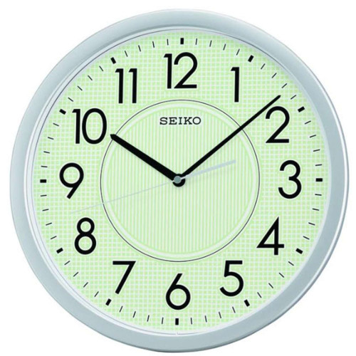 นาฬิกาแขวน SEIKO QXA629S ขนาด 14 นิ้ว ขอบสีเงิน หน้าปัดเรืองแสง