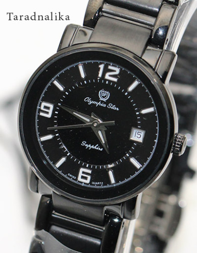นาฬิกา Olympia Star swiss sapphire lady 58052L-205 รมดำ black ip