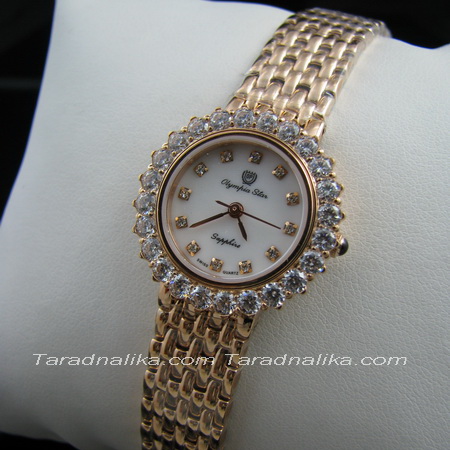 นาฬิกา Olympia star crystal lady sapphire 28005L-201 เรือนทอง pinkgold