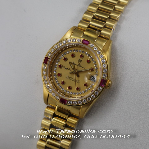 นาฬิกา Olym pianus Lady Crystal Shapphire T68322-403E เรือนทอง