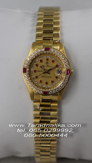 นาฬิกา Olym pianus Lady Crystal Shapphire T68322-403E เรือนทอง 1