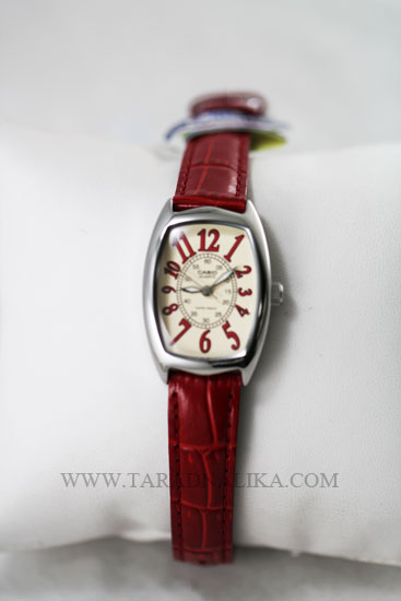 นาฬิกา CASIO lady LTP-1208E-9B2DF สายหนังสีแดง 1