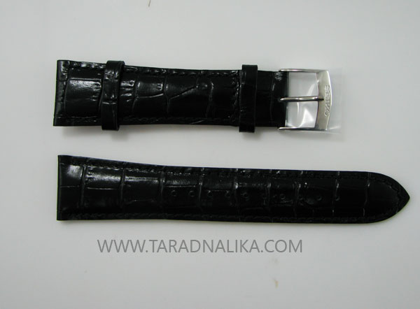 สายนาฬิกาหนัง SEIKO สีดำ ขนาด 22 mm. 4KS5JB หัวเงิน