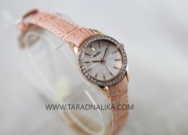นาฬิกา SEIKO modern lady crystal ควอทซ์ SRZ388P1 สายหนัง pinkgold 2