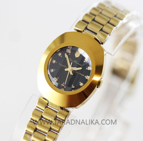 นาฬิกา Olym pianus lady sapphire 5217-601 เรือนทอง พลอย 11 เม็ด black dial