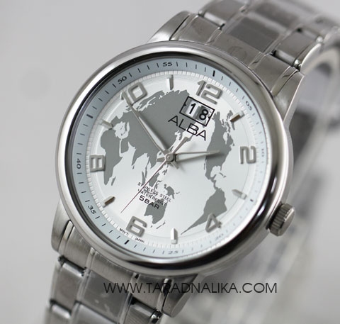 นาฬิกา ALBA Prestige Gent AQ5119X1  หน้าปัดลายแผนที่
