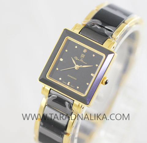 นาฬิกาข้อมือ Olym Pianus Sapphire Ceramic 8275L-601 เซรามิคดำขอบทอง