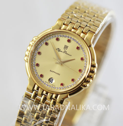 นาฬิกา Olym pianus Gent Crystal Shapphire 20030M-405E  เรือนทอง boy size