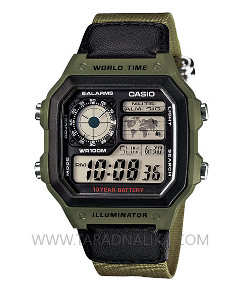 นาฬิกา CASIO worldtime sport AE-1200WHB-3BVDF สายผ้าสปอร์ต