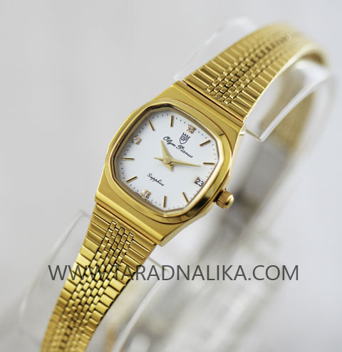 นาฬิกา Olym pianus lady sapphire 6807L-601 เรือนทอง หน้าปัดขาว