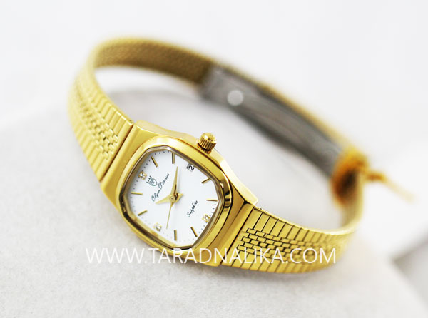 นาฬิกา Olym pianus lady sapphire 6807L-601 เรือนทอง หน้าปัดขาว 3